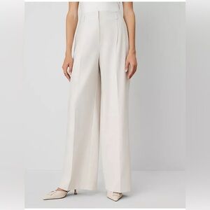 Ann Taylor Ivory Wide-Leg Trousers